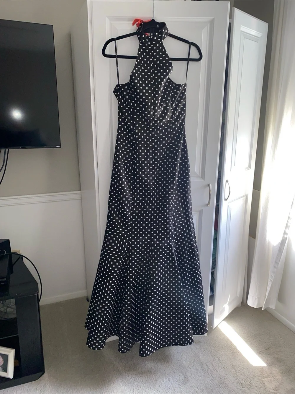 Jessica McClintock Gunne Sax Womens Dress 7 Y2k Black White Polka dots Goth‎